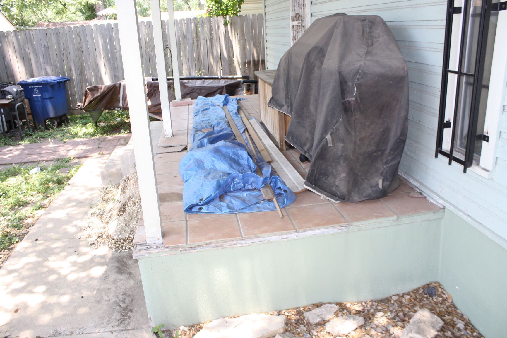 Concrete patio steps before