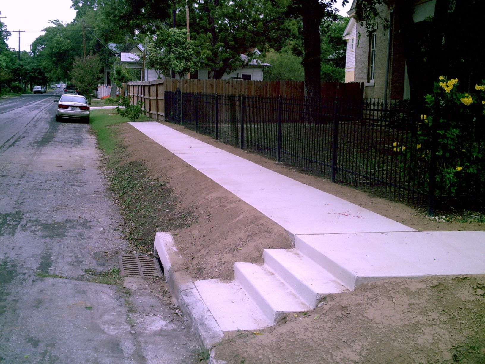 Concrete sidewalk after
