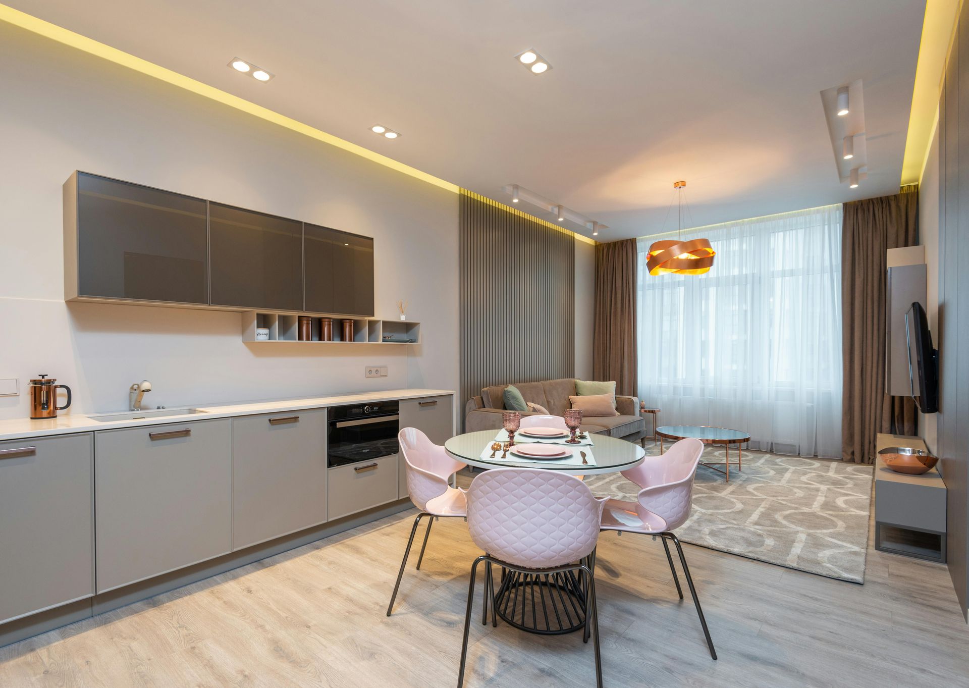 Modern kitchen and dining space